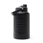 Black water bottle with a cap on a white background